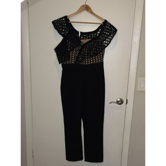 Self-Portrait Lace Frill Jumpsuit Black Size 10 Womens ($575) - Picture 3 of 11
